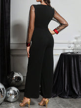 Gold Sequin Trim V-Neck Long Sleeve Jumpsuit For Women,Gold Dress